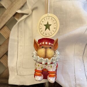 French bulldog Christmas ornament by Patience Brewster. VINTAGE. NWT